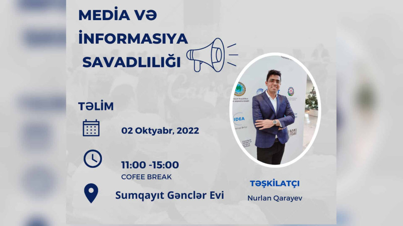 Gənclər üçün “Media və informasiya savadlılığı” mövzusunda təlim keçiriləcək