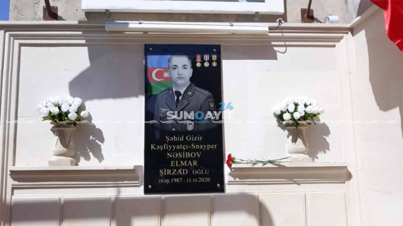 Şəhid Elmar Nəsibovun xatirəsinə barelyef qoyulub
