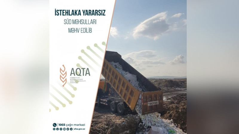 Sumqayıtda 14 tona yaxın süd məhsulları utilizasiya olunub
