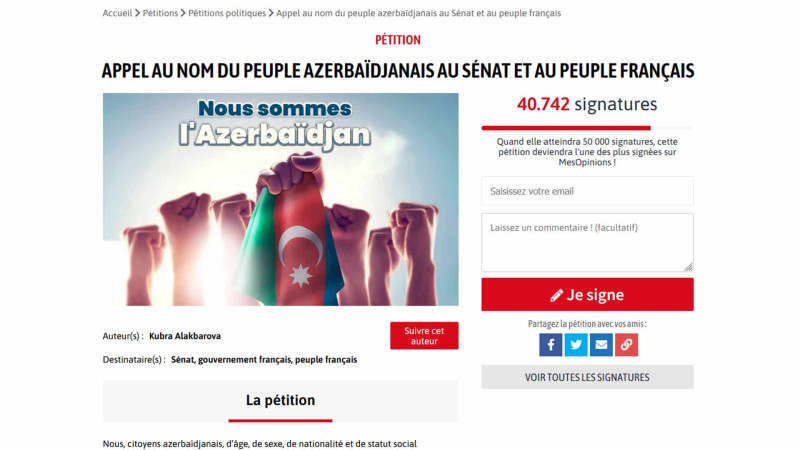 Cəmi iki həftəyə 40.000 imza! Fransa Senatının sanksiyalarına qarşı bir olmalıyıq!