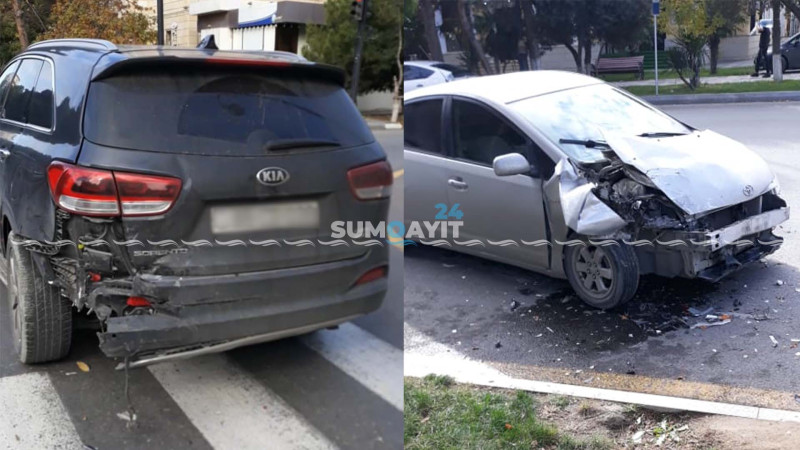 Sumqayıtda qəza: “Prius” və “Kia” toqquşub