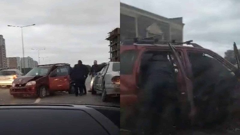 Zəncirvari qəza baş verib: iki nəfər xəsarət alıb