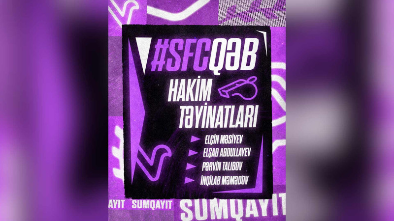 Sumqayıt - Qəbələ oyununu idarə edəcək hakim heyəti məlum olub