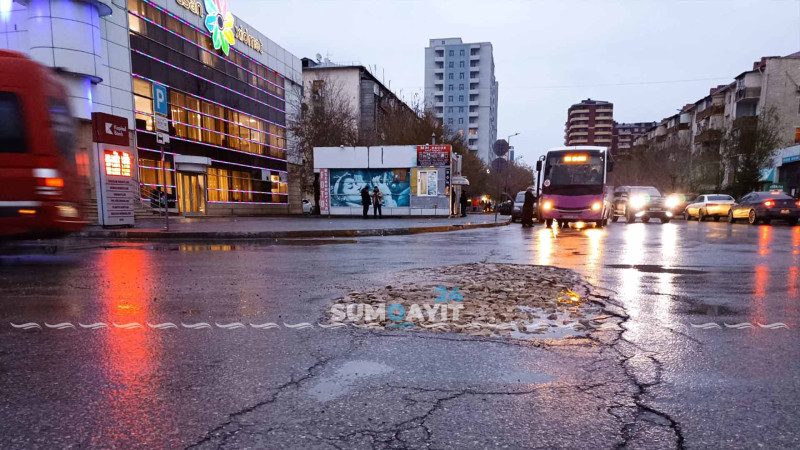Sumqayıt: yol təmir işlərindən sonra bu hala düşüb
