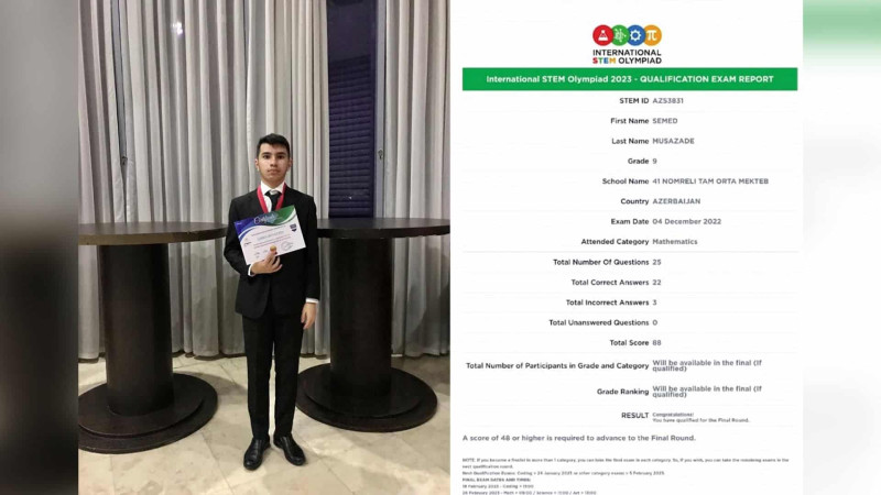 Məktəblimiz beynəlxalq olimpiadanın finalında