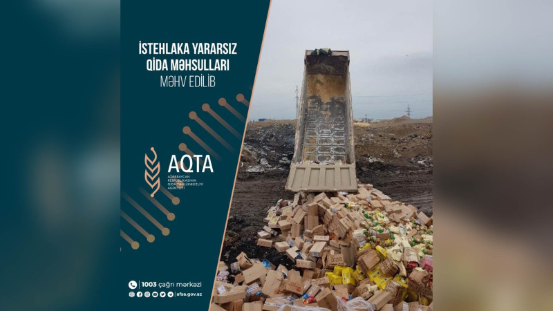 Sumqayıtda 30 ton qida məhsulu utilizasiya edilib