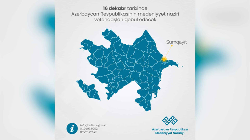 Mədəniyyət naziri Sumqayıtda vətəndaşlarla görüşəcək