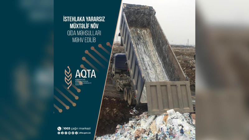 Poliqonda 68 tondan çox məhsul utilizasiya olunub
