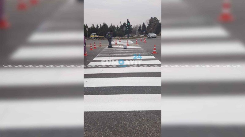 Sülh küçəsində piyada keçidləri yenilənir
