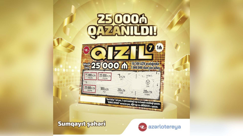 Sumqayıtda “Qızıl” ani lotereyasında cekpot udulub