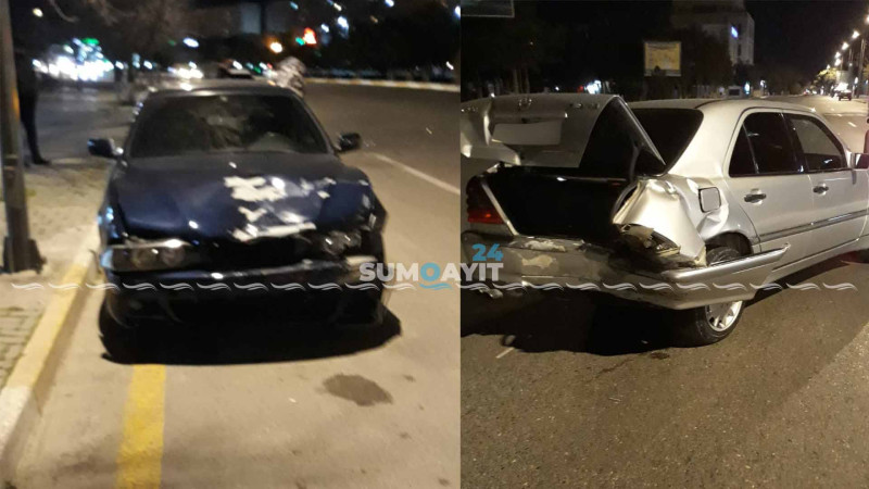 Sumqayıt: “BMW” ilə “Mercedes” toqquşub