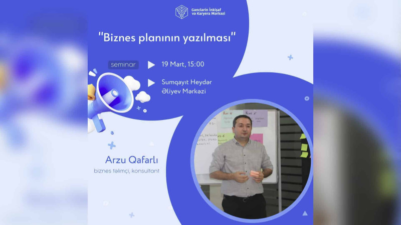 Gənclər “Biznes planının yazılması” təliminə qatıla bilərlər