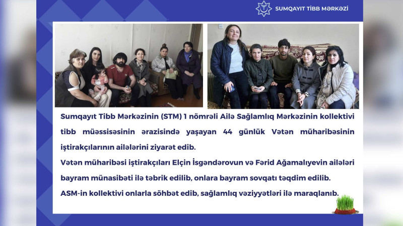 Tibb işçiləri Vətən müharibəsi iştirakçılarının evlərində olublar