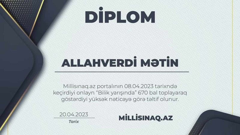 4-cü sinif şagirdi “Bilik yarışı”nda yüksək bal toplayıb