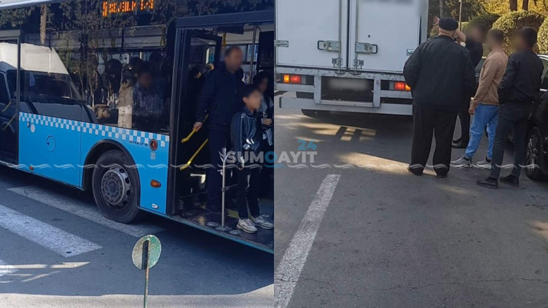 Sərnişin avtobusu yük maşınına çarpılıb