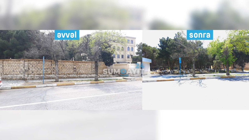Bələdiyyə bağında hörülən hasar sökülüb