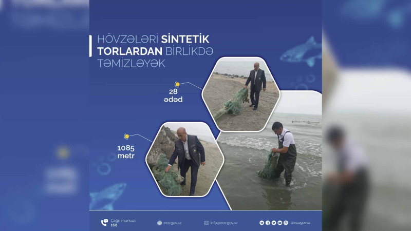 Xəzər dənizindən sintetik torlar yığışdırılıb