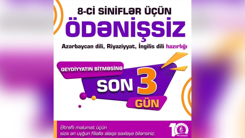 8-ci sinif şagirdləri pulsuz dərslərdən yararlana bilərlər