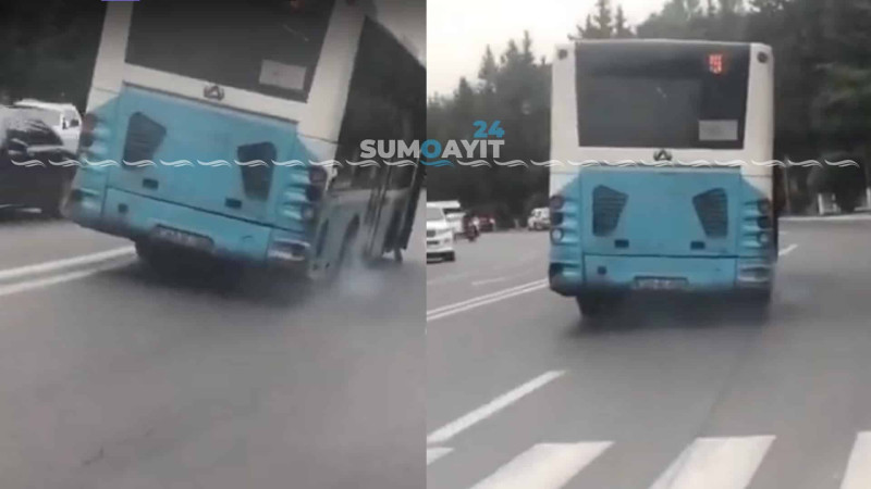 Sərnişin ağırlığına tab gətirməyən avtobus tüstüləyib