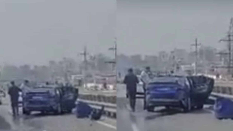 Bakı-Sumqayıt yolu: minik maşını dəmir maneəyə çarpılıb