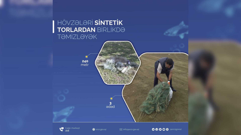 Sumqayıt akvatoriyasından sintetik torlar yığışdırılıb