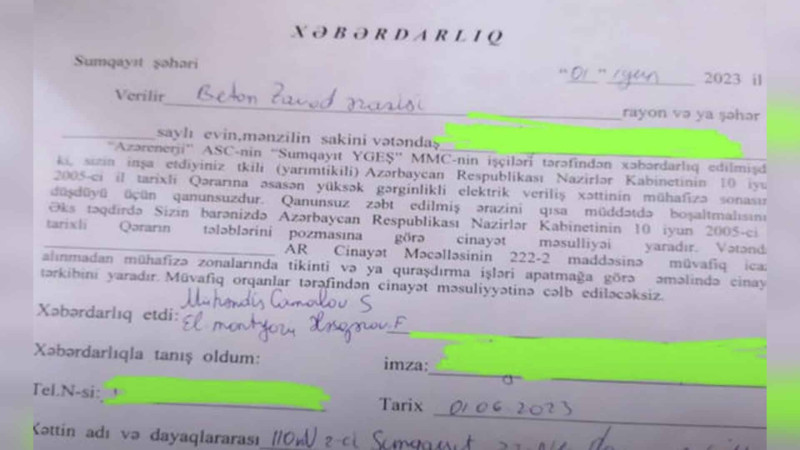 Beton zavod sakinləri evlərindən çıxarılırlar? - AÇIQLAMA