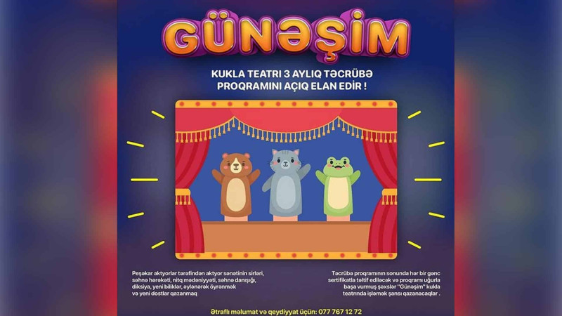 “Günəşim” kukla teatrı gənclərə şans yaradır