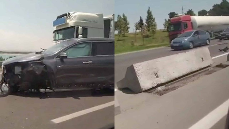 Bakı-Sumqayıt yolu: avtomobil beton arakəsməyə çarpılıb