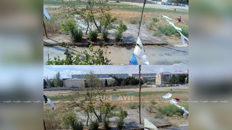 Sumqayıtda axşam partlayan su borusu hələ də təmir olunmayıb