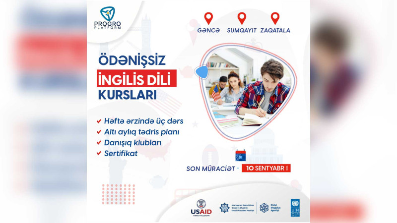 Sumqayıt gənclərinin nəzərinə: ödənişsiz ingilis dili kurslarına qəbul başlayıb