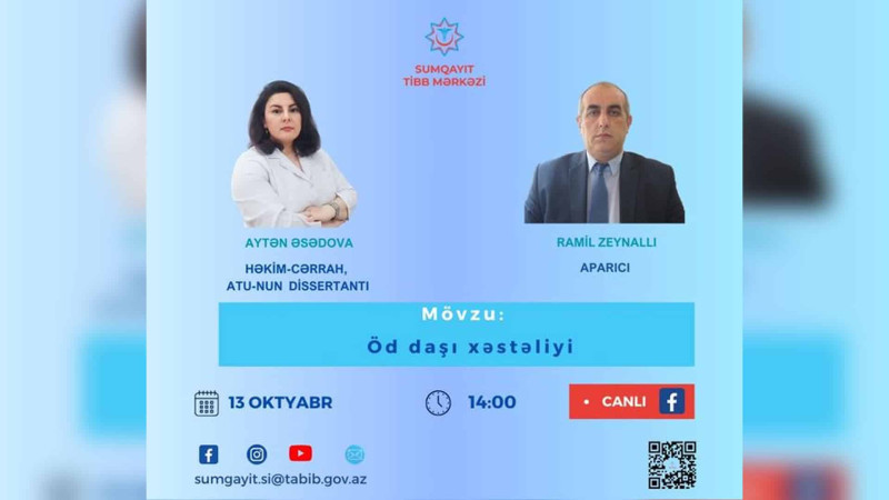 Həkim-cərrah Aytən Əsədova canlı yayımda öd daşı və onun müalicəsindən danışacaq