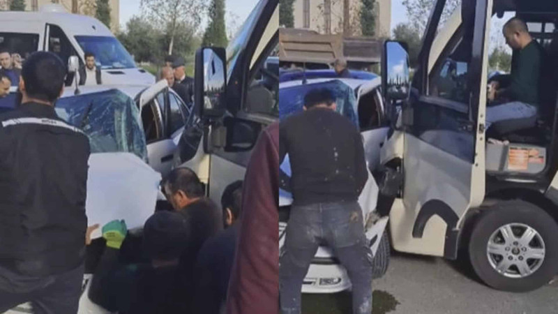 Sumqayıt bulvarında avtobus və minik avtomobili toqquşub