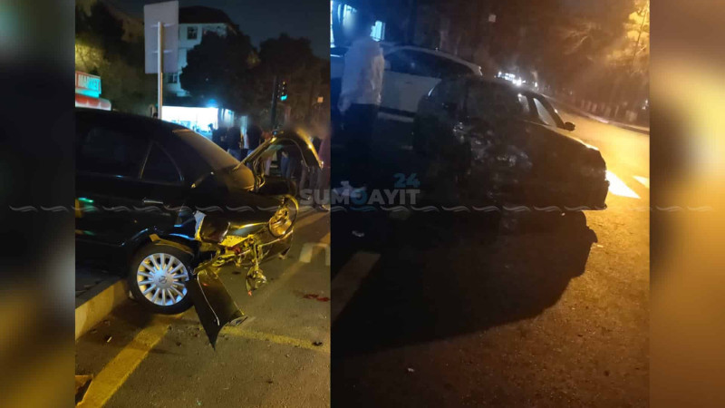“BMW” yüksək sürətlə “Nissan”a çarpılıb