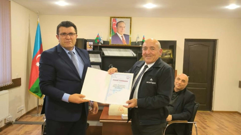 15 ilini Sumqayıt Qaz İstismarı Sahəsinə həsr edən şəxs mükafatlandırılıb