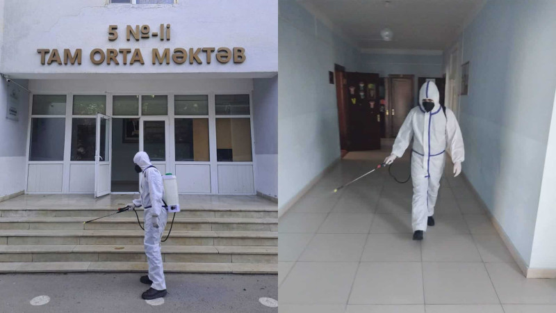 Sumqayıt məktəbində dezinfeksiya işləri görülüb