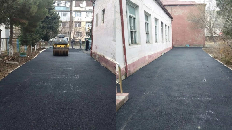 64 nömrəli uşaq bağçasının ətrafına asfalt çəkilib