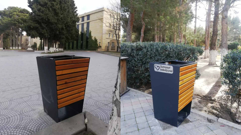 Şəhərin bir sıra ərazilərində yeni tullantı qutuları yerləşdirilib
