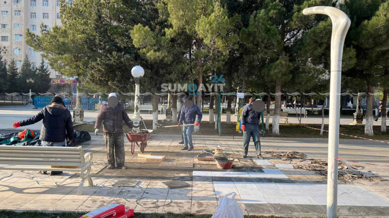 Heydər Əliyev Parkında abadlıq işləri aparılır