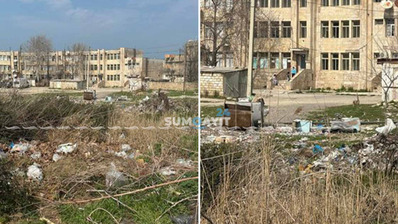 Novxanı: Sanatoriyanın həyəti zibil poliqonunu xatırladır
