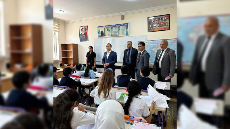 Təhsil işçiləri məktəbdə monitorinq prosesinin gedişatı ilə tanış olublar