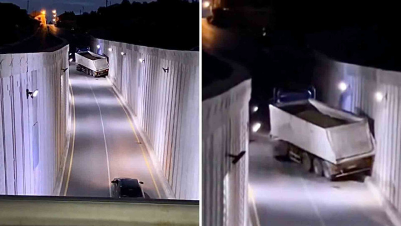 Novxanı yolunda yük maşını qəzaya uğrayıb