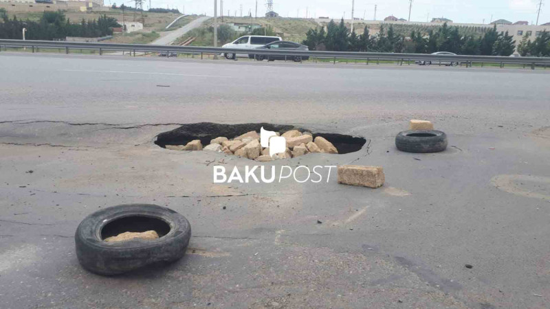 Bakı-Sumqayıt yolunda dəlik yaranıb