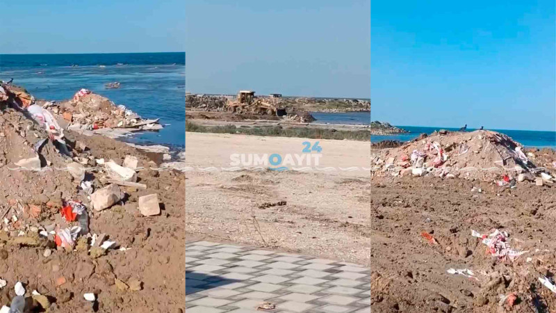 Sumqayıtda dənizə tonlarla zibil tökülür