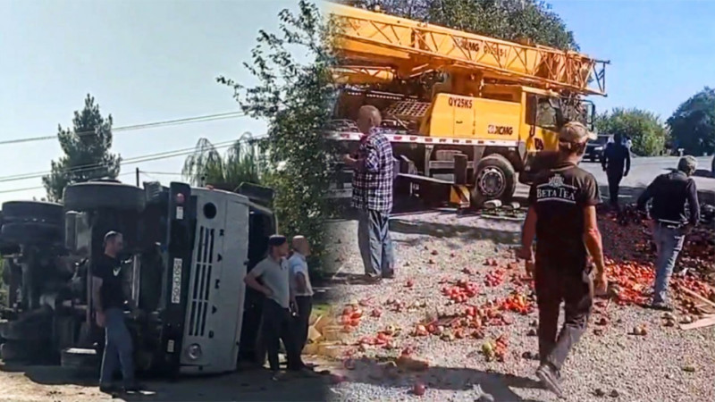 Mişar daşı ilə yüklü “KamAz” aşıb