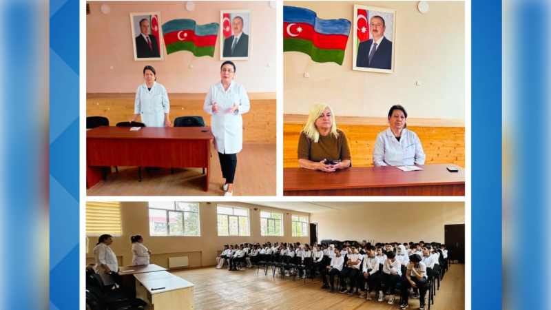 Həkim-pediatr şagirdlərə sağlam qidalanmanın üstünlüklərini izah edib