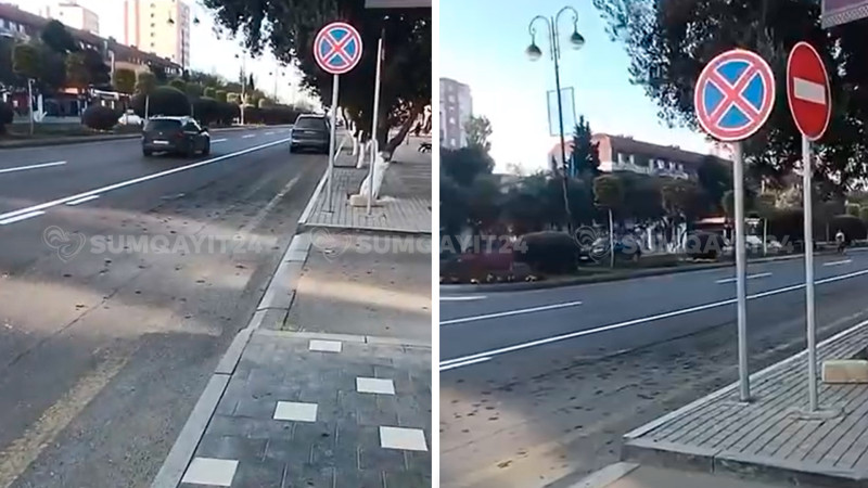 Sürücüləri çaşbaş salan yol nişanları - VİDEO