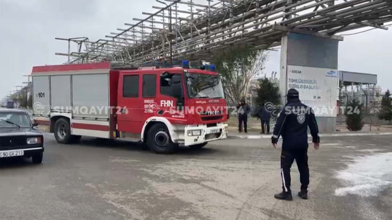 Sumqayıtda zavodda yanğın başlayıb - YENİLƏNİB+VİDEO