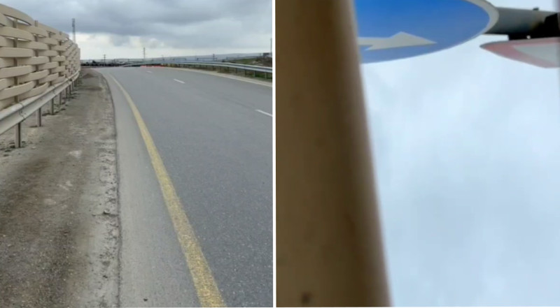 Sumqayıtın “gizlənən” yol nişanı - VİDEO