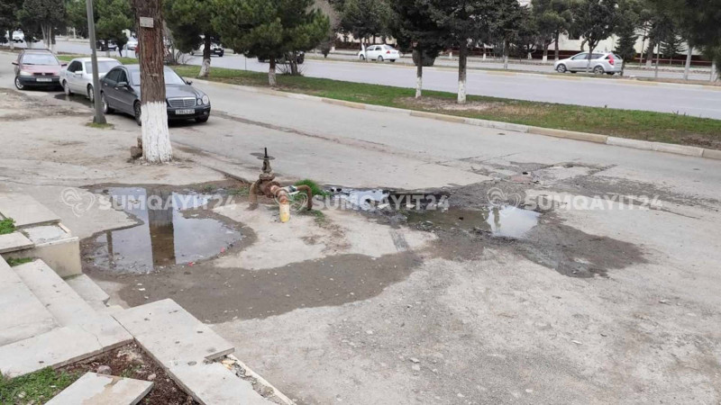 Sumqayıtda içməli su israf olunur