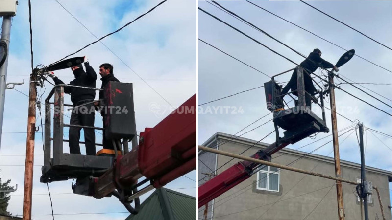 Sumqayıtda yaşayış massivi işıqlandırıldı